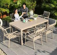 [MOJIA] Ensemble de mobilier d'extérieur Table rétractable et chaises empilées en aluminium Restaurant Hôtel Loisirs Chaise en bois plastique
