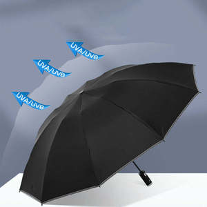 Paraguas Automático de 3 Pliegues con Mango Abierto, LED, Protección UV, Linterna, Rayas Reflectantes, para Sol y Lluvia - Product Image 5