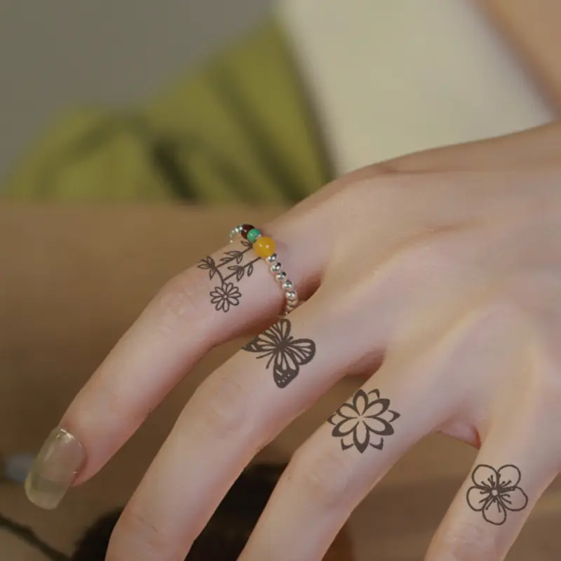 Fabrikant Jaguas Tattoo Sticker Klein Formaat Design100 % Plantaardig Sap Semi-Permanente Tijdelijke Tattoo Sticker Voor Hand
