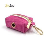 Support de sacs à déjections canines en jean SinSky, distributeur de sacs à déjections pour chien mignon, attache pour laisse, distributeur de sacs à déjections en velours côtelé pour extérieur