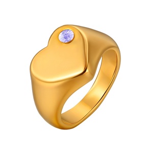 แหวนสแตนเลสสตีลชุบทอง 18K รูปหัวใจประดับพลอยประจำเดือนเกิด AOFEI รุ่นใหม่ล่าสุด สลักชื่อได้ตามต้องการ แหวนผู้หญิงประดับเพชร CZ 12 เดือน - Product Image 2