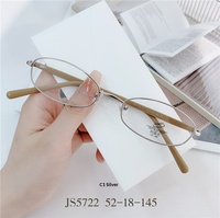 Lunettes de lecture ovales en métal pour femmes, artistiques et élégantes, ultra-légères, en titane pur, polyvalentes, compactes, à monture complète, avec verres PC, JS5722