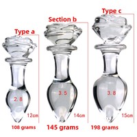 Plug anal transparent en verre rose, grande taille, pour adultes