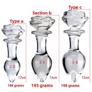 Plug anal transparent en verre rose, grande taille, pour adultes - Product Image 3