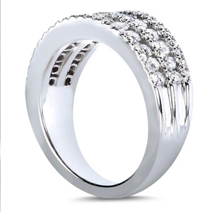 Anello Eternity in Oro Bianco F1634 con Diamanti Taglio Brillante e Incastonatura a Pavé, Anello Classico da Matrimonio per Donna - Product Image 4