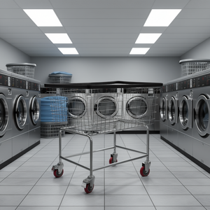 Carrito de Lavandería Comercial con Cesta de Alambre, 4.5 Bushel, Estructura de Acero, Acabado Cromado, 35 x 15.7 x 22 Pulgadas, Ruedas de 5 Pulgadas, Uso Comercial - Product Image 2