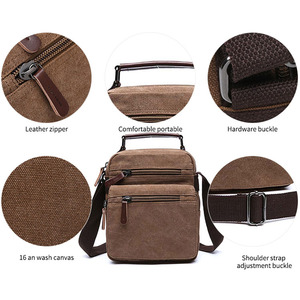 Bolso bandolera de lona cuadrado verde de color sólido, bandolera pequeña para hombre - Product Image 5