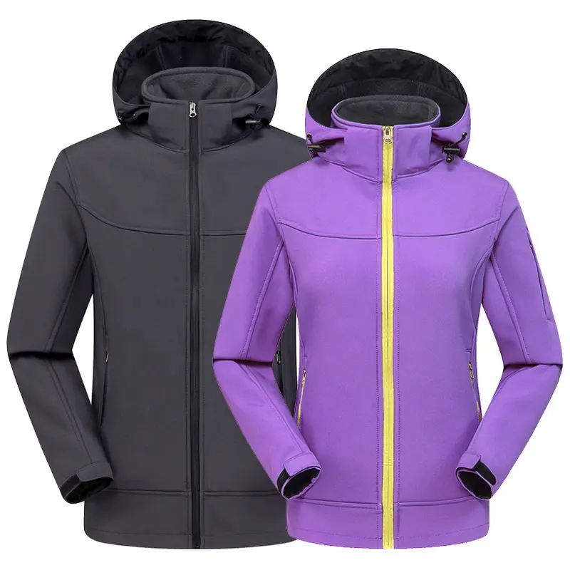 Windproof waterproof breathable plain softshell jacket, soft shell jacket, softshell coat with removable hood for men and women