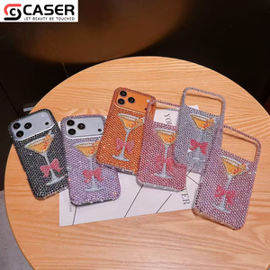 Coque de <span class=keywords><strong>téléphone</strong></span> antichoc élégante et luxueuse avec motif verre à martini et strass, sensation glacée, pour iPhone 17/16/15 - Product Image 2