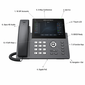 Teléfono IP Grandstream GRP2670 con Pantalla Táctil de <span class=keywords><strong>7</strong></span> Pulgadas, 16 SIP, Wi-Fi 6, 48 BLF, 208 Teclas, Gigabit PoE, Conferencia de Audio de 5 Vías - Product Image 2