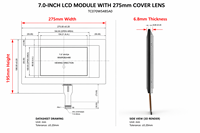 شاشة LCD مقاس 7 بوصات بدقة 1024×600 مع وحدة IPS وشاشة لمس USB، مقاس 275×195 ملم، زجاج غطاء كبير الحجم G+G، شاشة عرض مدمجة للتركيب في الأكشاك الذكية