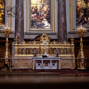 Candelabro Grande de Metal para Iglesia, Candelabro Religioso de Cobre para Casa Sagrada, Altar de Mármol, Tabernáculo de Bronce con Estatuas de Santos - Product Image 1
