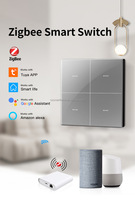 Interrupteur intelligent Tuya Zigbee, contrôle par application, 1 à 4 gangs, télécommande, utilisation domestique et hôtelière, matériau PC, gravure laser, interrupteur de haute qualité, noir