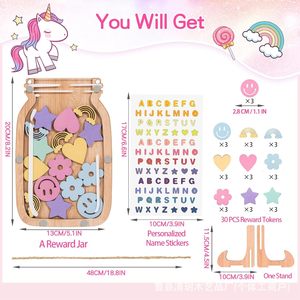 Wooden <b>Reward</b> <b>Jar</b> With Acrylic Tokens 20cm For Kids Learning Storage Box - Product Image 1