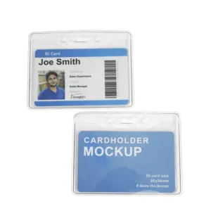Bestom Personalizado Cristal PVC Horizontal ID Card Badge Sleeve para Trabalhador