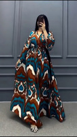 Robe décontractée de grande taille à la mode imprimée de style ethnique d'automne Robe longue africaine élégante de rue haute