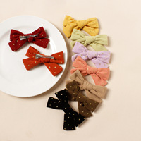 3.7 pouces velours côtelé à pois pinces à cheveux en gros Barattes cheveux arcs Snap Clips pour bébé filles cheveux accessoires infantile chapeaux