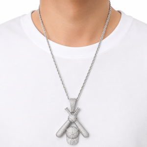 Pendentif de luxe en argent Moissanite style Hip Hop, Bijou de mode glacé, Breloque de créateur, Style urbain haut de gamme, Sertissage griffe, Rose - Product Image 5