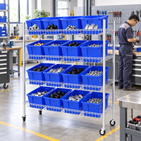 Chariot en fil d'acier chromé OEM ODM non assemblé, 100 kg, maille 50x50 mm pour entrepôt frigorifique