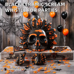 Silbato de grito negro de cerámica, grito de muerte Azteca para Halloween aterrador con silbidos fantasmales y espeluznantes y juguetes de fiesta - Product Image 4