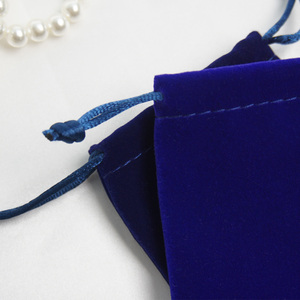 Sasi-Bolsa de terciopelo azul personalizada para joyería, bolso para pulsera, collar, terciopelo, cordón - Product Image 6