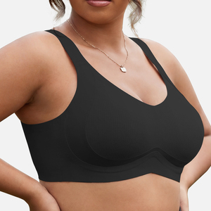 Nahtloser BH für kurvige Frauen mit dreifachem Lifting-Effekt, große Größen, ohne Bügel, hohe Seitenflügel für Unterarmglättung, breite Träger, Bralette - Product Image 1