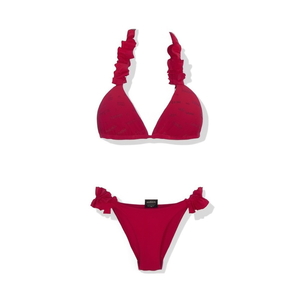 Set bikini taglie forti con top con volant e laccetti laterali, costume da bagno SQ66138 Taglia 40 42 44 46 - Product Image 2
