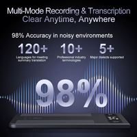 Dictaphone numérique intelligent ultra-mince 64 Go avec commande vocale IA, traduction 13 langues pour réunions, en alliage d'aluminium
