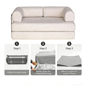 Sofá Cama Modular Clásico de 2 Plazas, Diseño Cuadrado Inflable, Estructura Metálica Resistente, Tapicería de Pana de PU, Multifuncional - Product Image 5