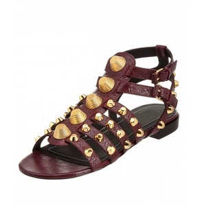 Colors Custom Punk Styles Women <b>Flat</b> Metal Studs Shoes Ankle Strap <b>Flats</b> With Sandals Cool Girls Roman Slides - Product Image 4