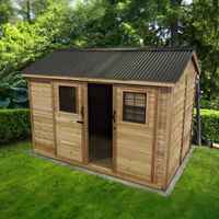 Colonne de douche extérieure autoportante Torrent Cedar avec cadre rectangulaire pour hôtels et patios
