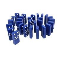 Vente en gros d'usine couleur bleue double six en plastique, taille de tonalité de rallye de dominos dans une boîte en plastique pour jeu de table de casino