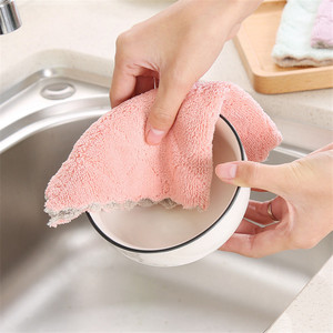 Kitchen Towels Solid Color Rectangle Absorbent Thickened Double Layer Dishcloth For Kitchen Cleaning - Product Image 2