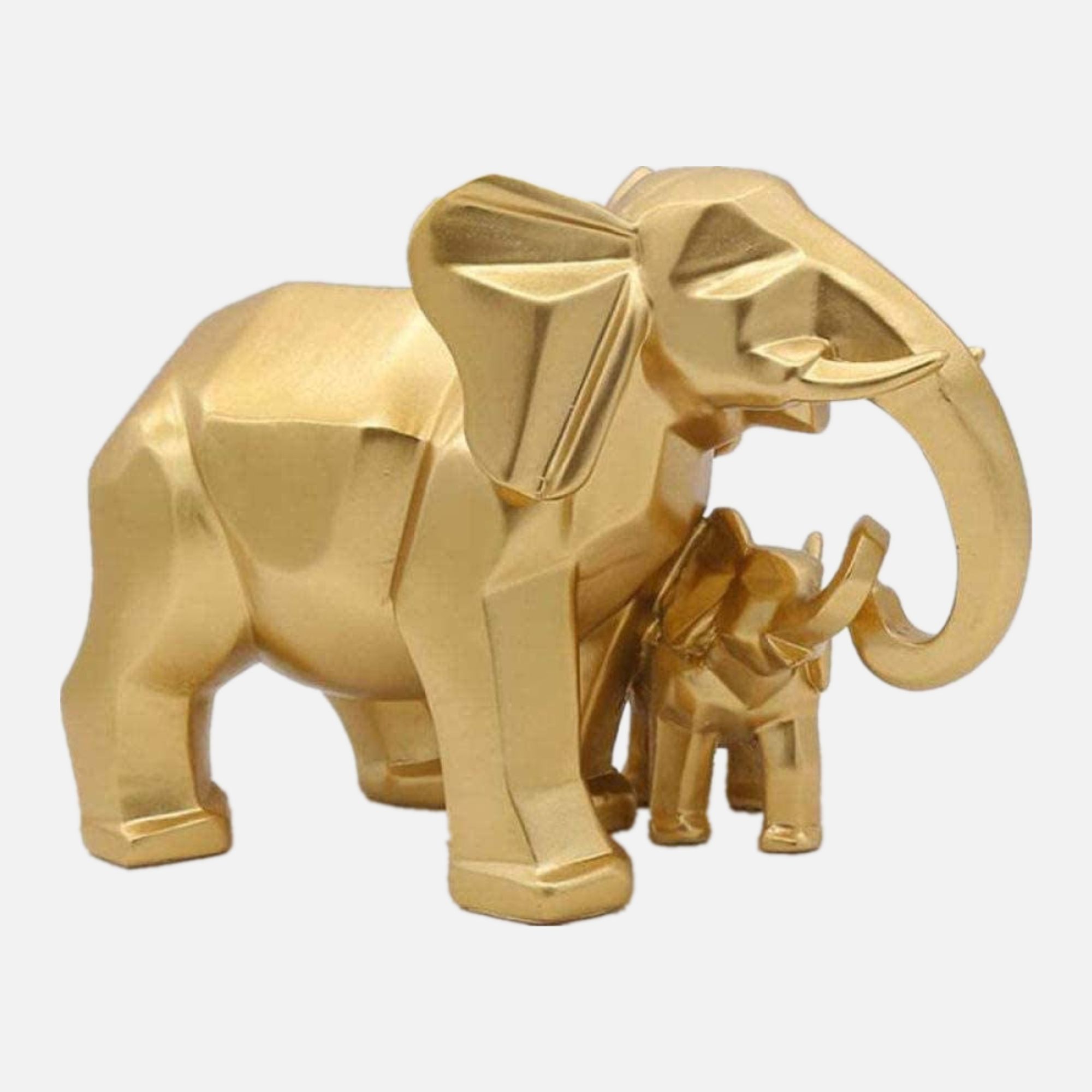 Haupt dekoration Großhandel Goldharz Tier Elefant Figur Mutter und Baby Poly resin Elefant Statue