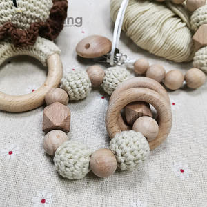 Jouet nouveau-né <span class=keywords><strong>anneau</strong></span> en bois bébé dents rondes Crochet pendentif main Crochet poupée tricoté Crochet poupée dessin animé <span class=keywords><strong>Lion</strong></span> - Product Image 3