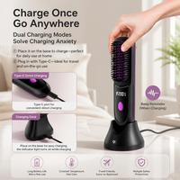 Peigne lisseur rechargeable Torlin 2600mAh 33W, 3 réglages de température, double chauffage PTC, soin aux ions négatifs, brosse lissante