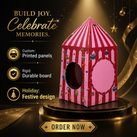 Boîte en carton rigide personnalisée en forme de maison avec couvercle en forme de cloche et fenêtre ronde pour emballage cadeau, coffret de bougies de fêtes