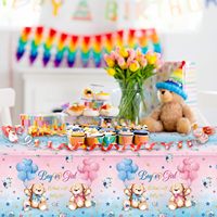 Lot de 3 nappes ours en plastique pour baby shower, décorations de fête pour la Saint-Valentin et la remise des diplômes