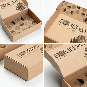 Custom Recycled 3-Layer Kraft Corrugated Mailer Boxes Spot UV Wholesale Low MOQ Collapsible <b>Packaging</b> for Clothing Footwear - Product Image 5