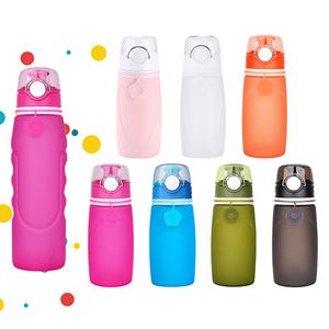 Bouteille d'eau en silicone personnalisée en gros, résistante aux hautes températures, portable, anti-chute, pour le sport, design pliable simple, à boire directement - Product Image 6