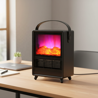 Chauffage électrique en céramique PTC effet flamme, puissance maximale 1500W, portable, avec commande mécanique et télécommande, idéal pour la maison