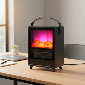 Calentador Eléctrico de Cerámica PTC <span class=keywords><strong>con</strong></span> Llama Simulada, Potencia Máxima 1500W, Portátil, <span class=keywords><strong>con</strong></span> Control Mecánico y Remoto Disponible para Uso Doméstico - Product Image 3