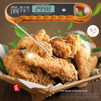 Termometer daging Digital lampu latar, layar LCD dengan pembuka botol logam tahan air untuk memanggang BBQ dapur