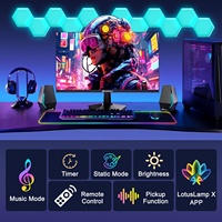 Vente en gros usine – Pack de 12 panneaux muraux hexagonaux RVBIC DIY, synchronisation musicale, contrôle par application, lampe quantique modulaire en nid d'abeille pour salle de jeu
