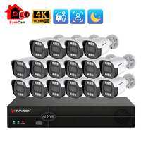 Système de caméra CCTV PoE 8MP 4K 16 canaux avec kit NVR IA et reconnaissance faciale et des animaux de compagnie pour la maison et les entreprises