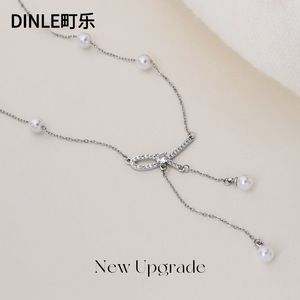Dinle Pearl Tassel <b>Bow</b> Necklace AAA Grade Daily Wear - Product Image 5