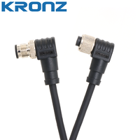 Connecteur femelle KRONZ M12 à 4 broches, coudé à 90 degrés, assemblage de câble PVC noir non blindé pré-assemblé 3M pour l'automatisation