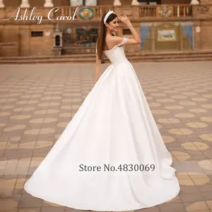 Ashley Carol <span class=keywords><strong>abito</strong></span> <span class=keywords><strong>da</strong></span> <span class=keywords><strong>sposa</strong></span> Delicate <span class=keywords><strong>tasche</strong></span> a cuore con perline dalle spalle abiti <span class=keywords><strong>da</strong></span> <span class=keywords><strong>sposa</strong></span> in raso Vestidos De Novia - Product Image 3