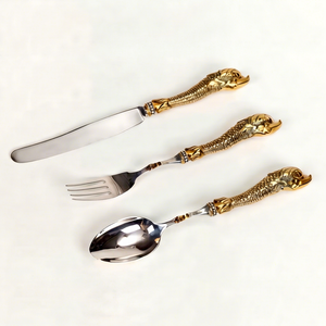 ชุดช้อนส้อมมีดสแตนเลส Royal Dragon Handle ขัดเงาอย่างดี ทนทาน เหมาะสำหรับงานแต่งงาน - Product Image 1