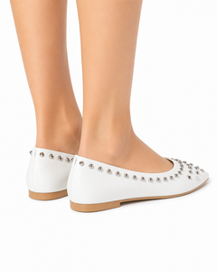 <span class=keywords><strong>Ballerine</strong></span> Nere da Donna con <span class=keywords><strong>Borchie</strong></span> e <span class=keywords><strong>Punta</strong></span> Affusolata, Scarpe Casual in Pelle con Suola in Gomma Beige - Product Image 6